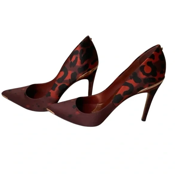 Ted Baker London Sz 36.5 Red Satin Iziie Stiletto 4” Heels Pump - Picture 5 of 10